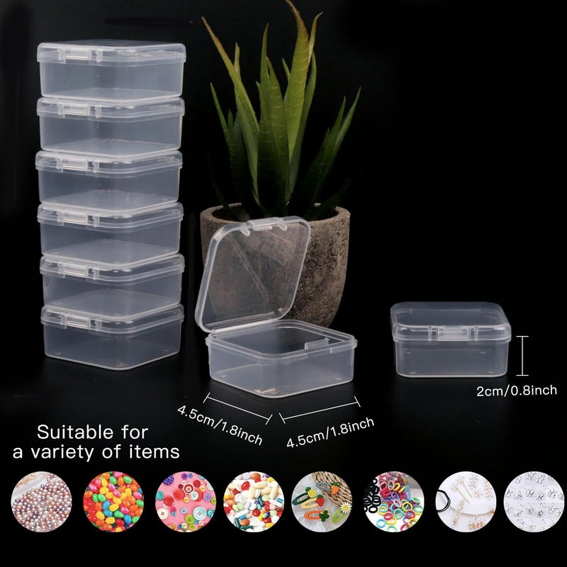 Rocutus 24 Pack Small Clear Plastic Storage Containers with Lids,Beads Storage Box with Hinged Lid for Beads,Earplugs,Pins, Small Items, Crafts, Jewelry, Hardware (1.8 x 1.8 1x 0.8 Inches) - Image 2